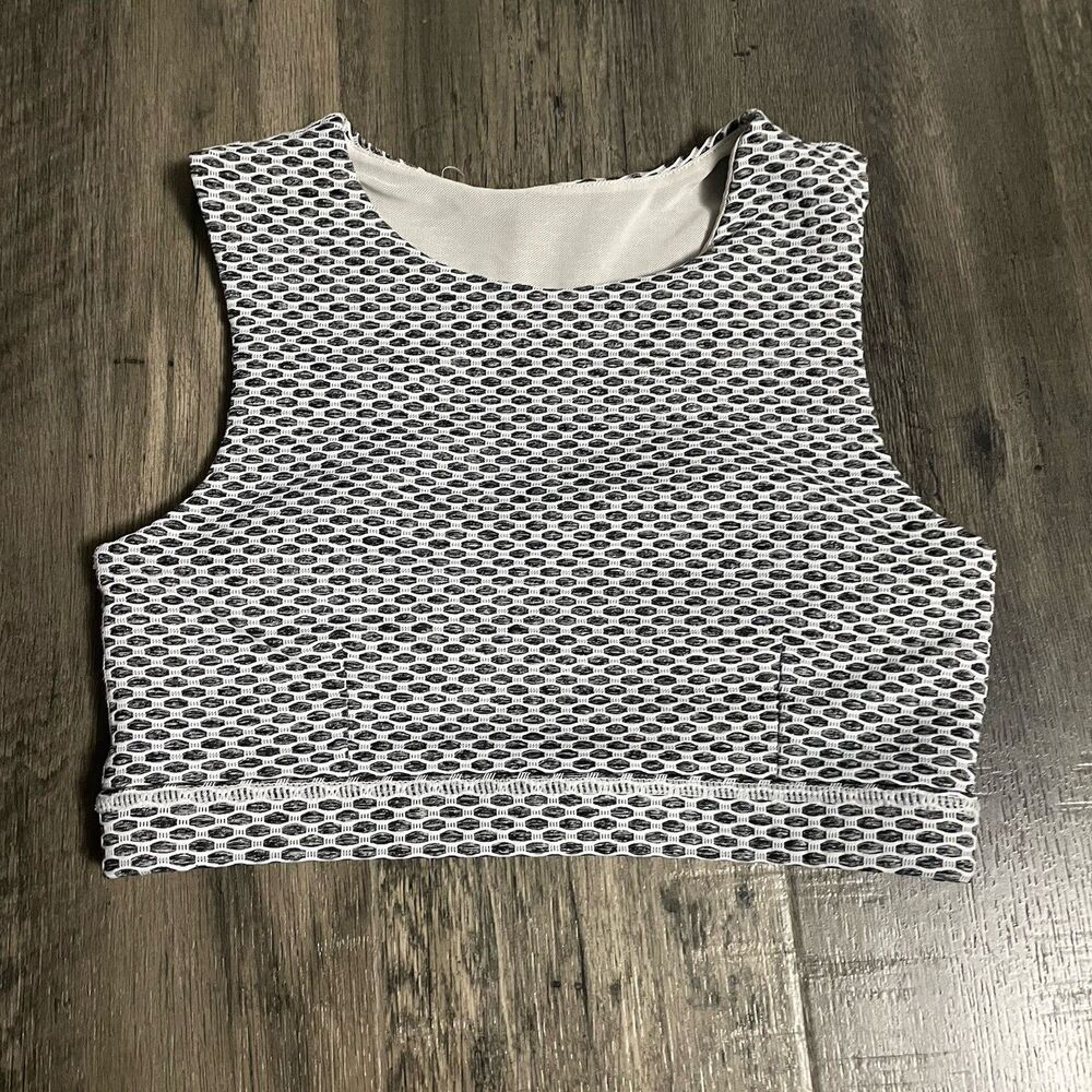 Women’s Mono B Sports Bra Black White Medium, Padding With Cut Out Back